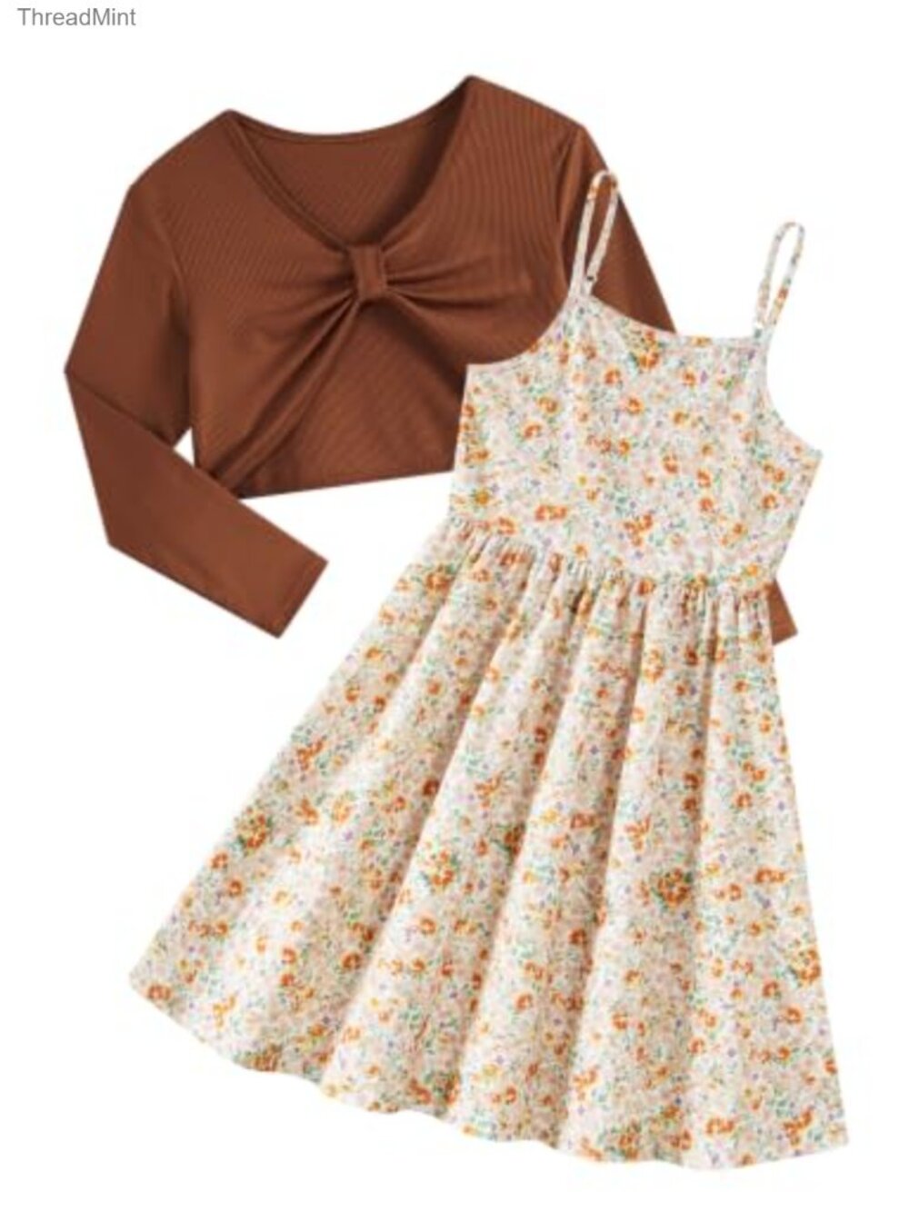 2 Piece Girls Dress with Cardigan | Adjustable Cami | 95% Polyester 5% Spandex